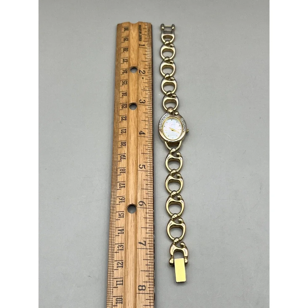 Colibri Janel Russell Mother Child Watch Gold Tone MOP Dial MCW-90048 Untested
